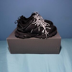 Balenciaga Men's Black and White Sneakers